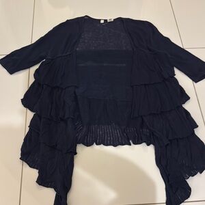 Elegant Navy Ruffled Women's Sweater